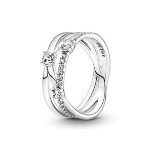 Pandora Sparkling Triple Band Ring Clear 50 (US Size 5)